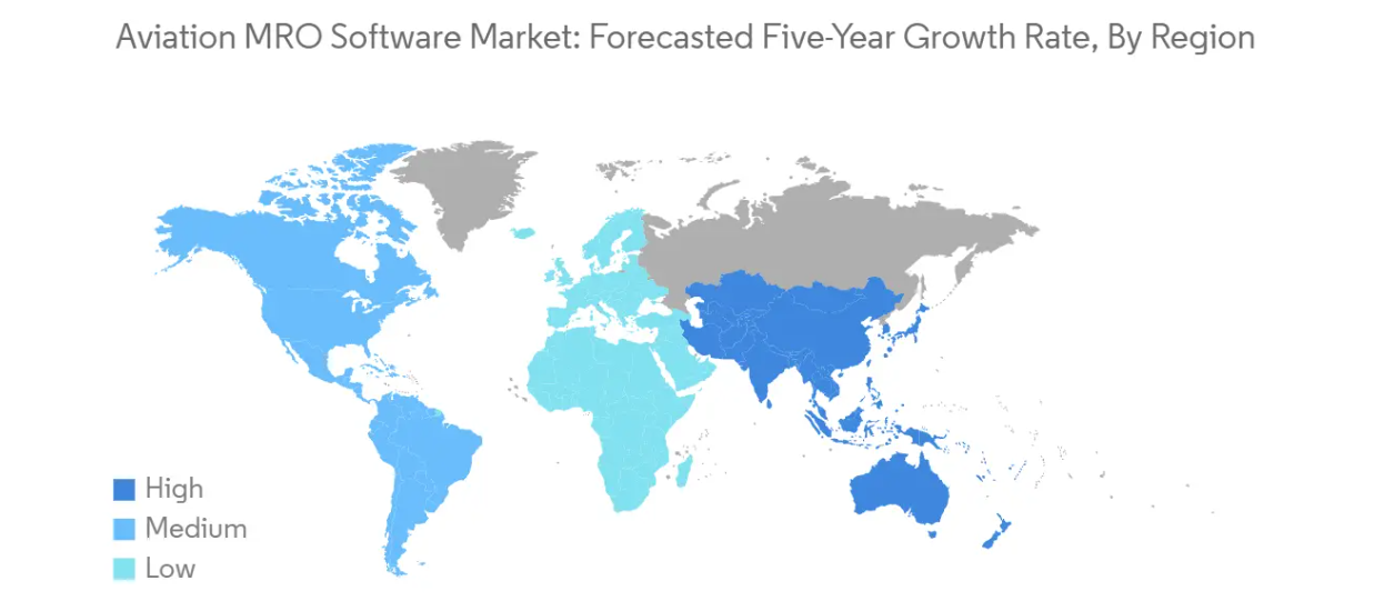 Market Analysis of Aviation Maintenance Repair and Overhaul (MRO) Software Market: Forecasted Growth Rate by Region